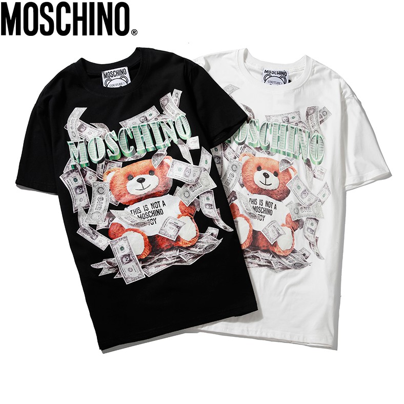 Áo Thun Tay Ngắn Chất Liệu Cotton In Chữ Moschino Thời Trang Cho Nam Nữ