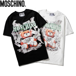 Áo Thun Chất Liệu Vải Cotton Tay Ngắn Có In Hoạ Tiết Moschino