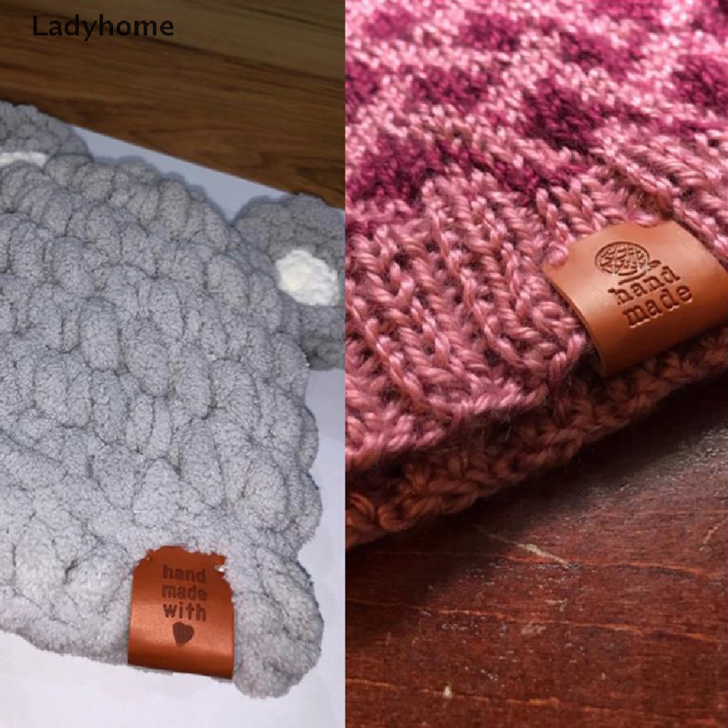 Set 20 Miếng Nhãn Dán Chữ Handmade with Love Bằng Chất Liệu Da Tổng Hợp