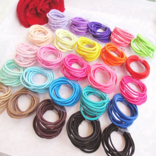 100 Dây buộc tóc thiết kế co giãn nhiều màu cho bé gái