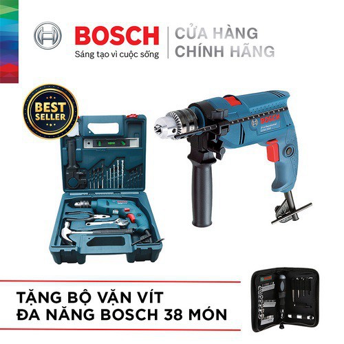 Combo máy khoan động lực Bosch GSB 550 MP SET 19 chi tiết + Bộ vặn vít đa năng Bosch 38 món