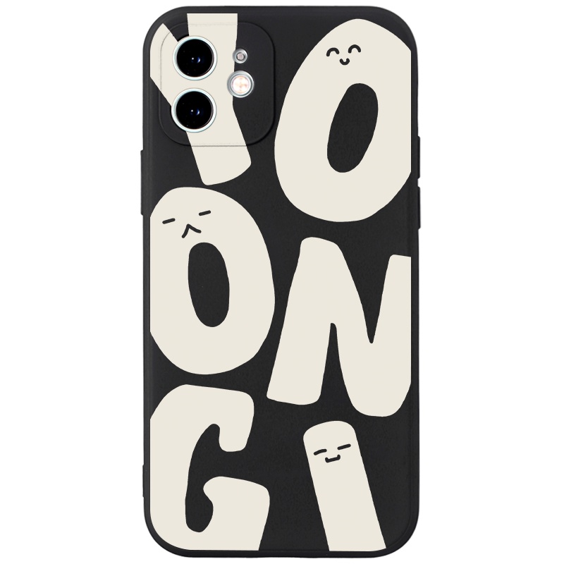 Ốp lưng JURSUE mềm hoạt hình dễ thương đẹp đen Cho iPhone 13 12 11 Pro Max SE 2020 X XR XS 8 7 ip 6S 6 Plus kute Y2108