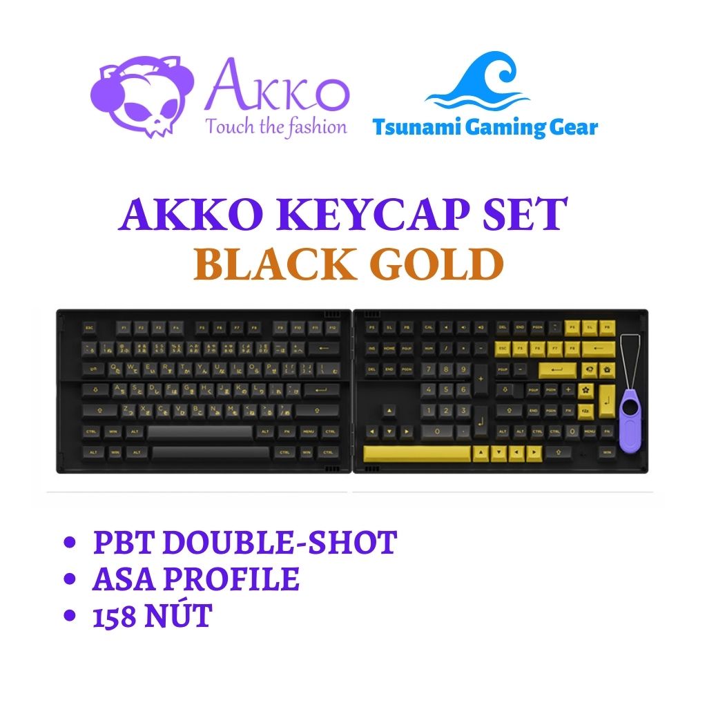 Bộ keycap AKKO Black Gold (PBT DoubleShot/ ASA profile/ 158 nút)
