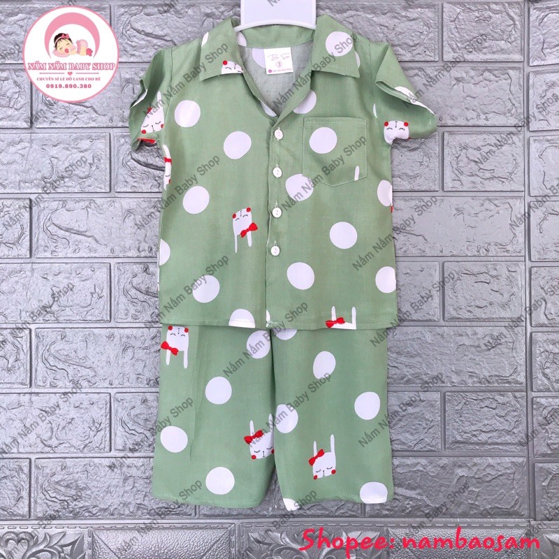 Bộ lanh/tole 2 da tay ngắn quần dài Pijama bé gái 8-32kg