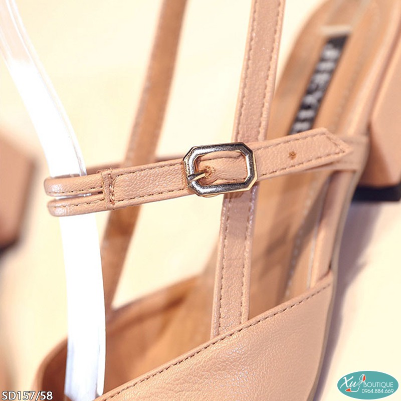 Giày Sandal Nữ Jieyida Bít Mũi Hàn Quốc Cá Tính Gót Vuông Cao 3P - Chất Da Mờ Đẹp (Có video thật) SD157