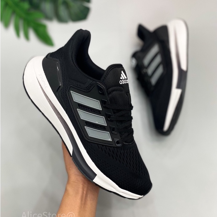 (Video+Full box) Giày Running EQ21 Đen Trắng