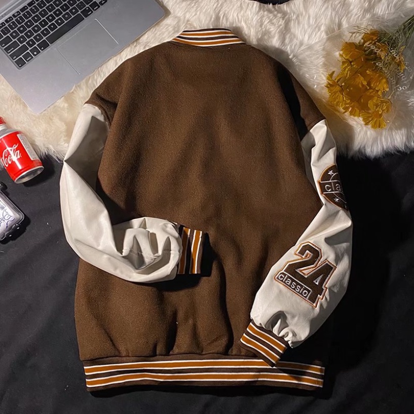 Áo Khoác Bóng Chày Thêu Chữ Phong Cách Hàn Quốc Thời Trang Cho Nam Nữ