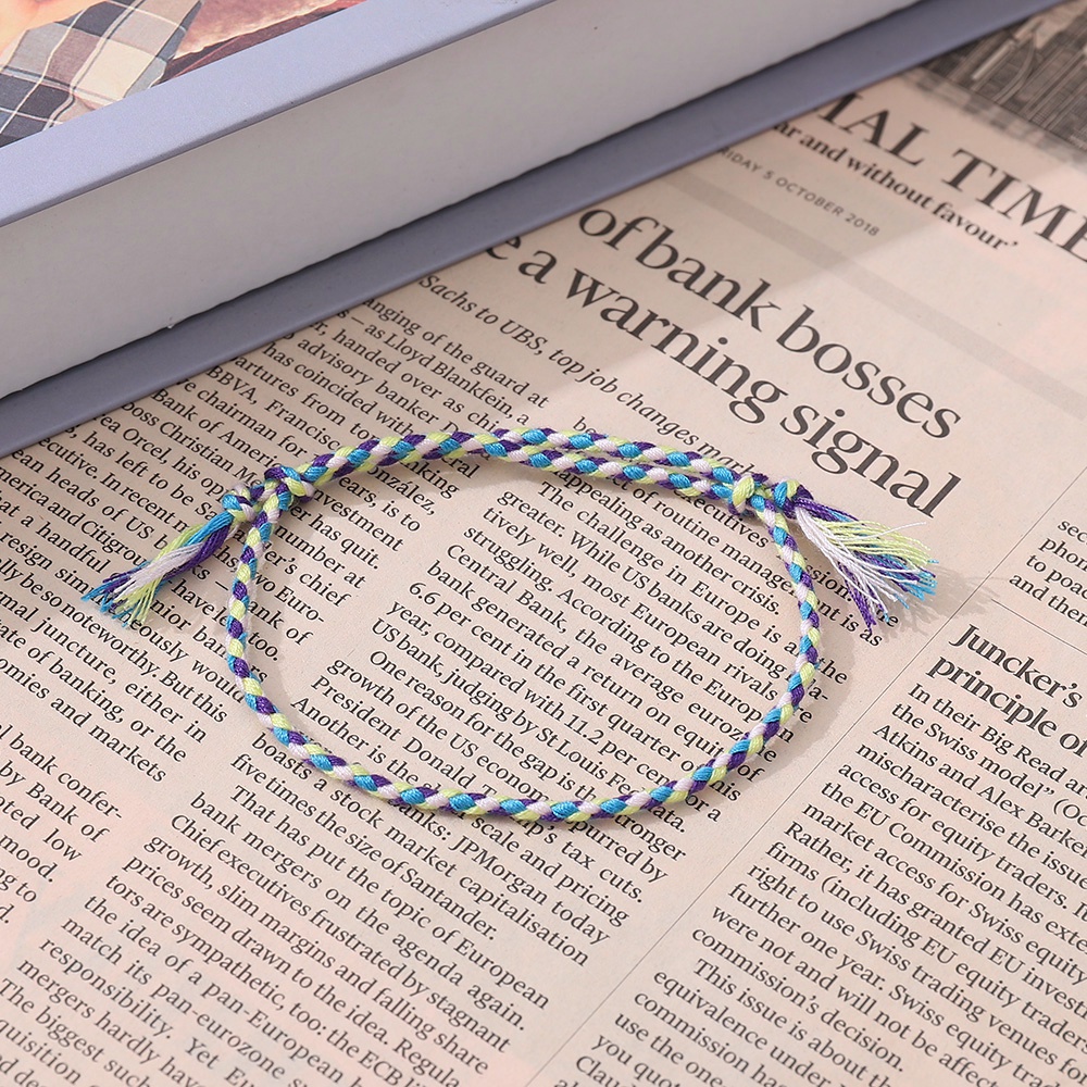 Vòng Tay Dây Bện Thủ Công Bốn Hàng Khóa An Toàn Đơn Giản Thời Trang Có Thể Điều Chỉnh Cho Nam Và Nữ