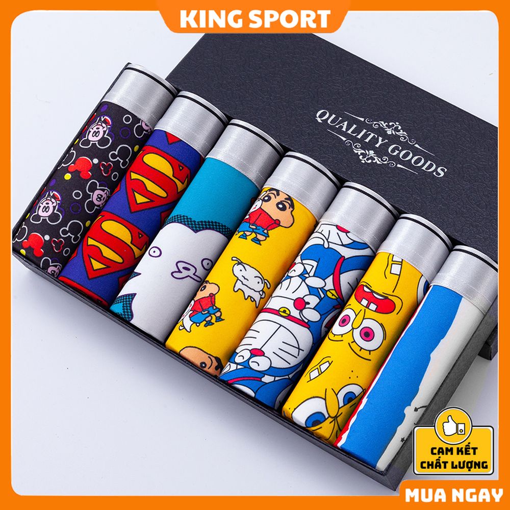 Quần lót nam thun lạnh in hình ngộ nghĩnh doremon boxer co dãn 4 chiều thông hơi thoáng khí cao cấp KING SPORT