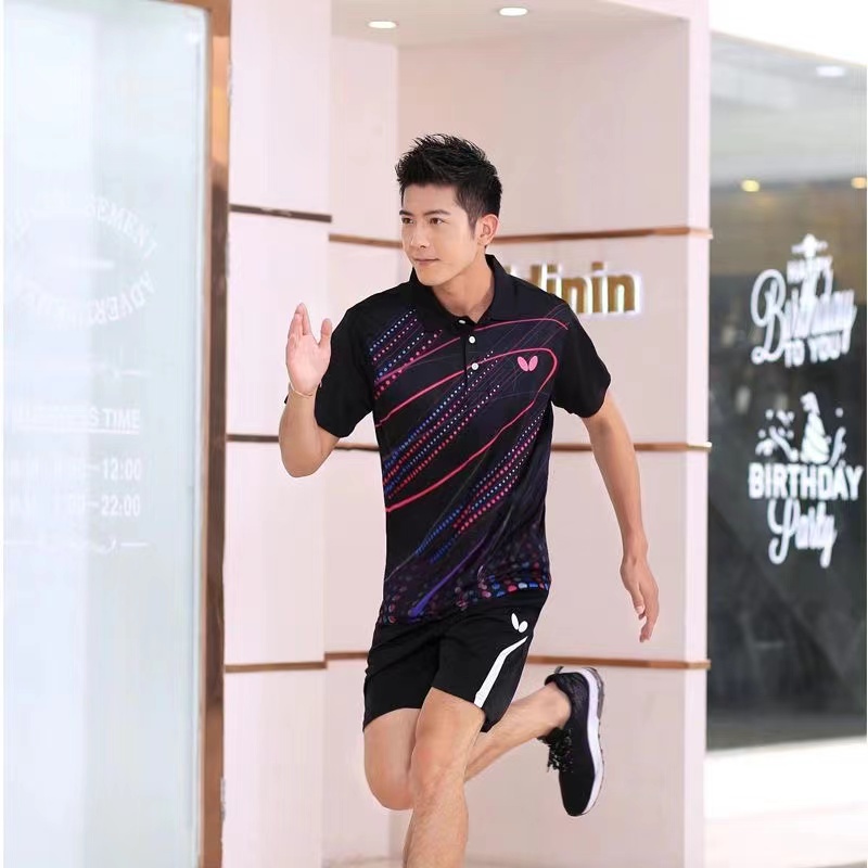 Bộ Đồ Thể Thao Ngắn Tay Thoáng Khí Mau Khô Họa Tiết Bướm Dành Cho Nam Và Nữ