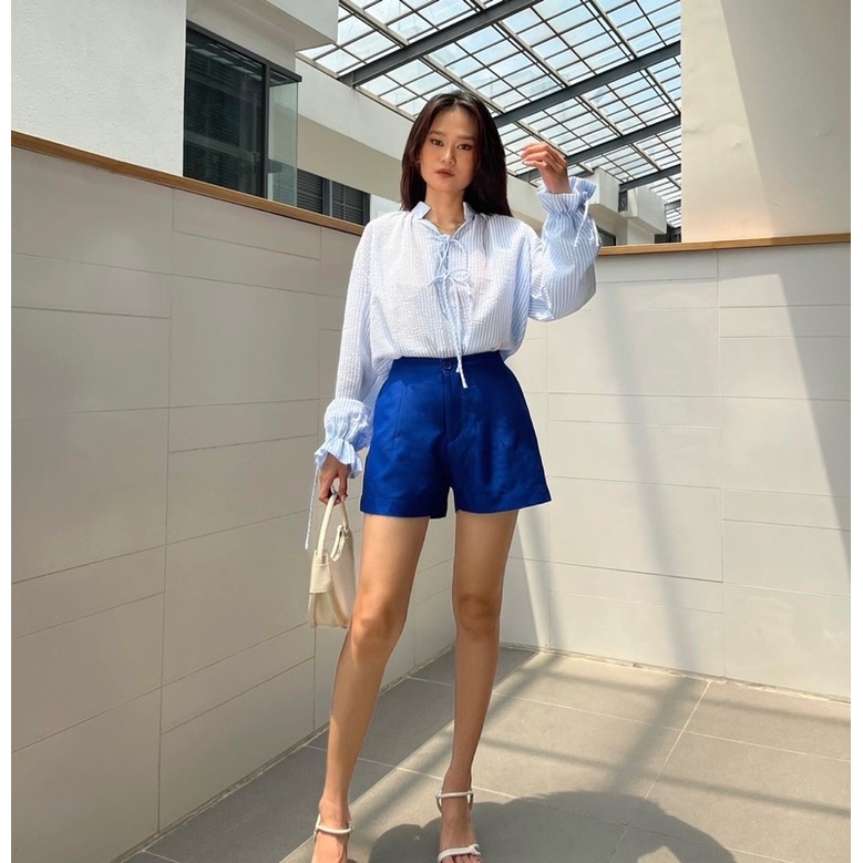 SAP-Áo babydoll oversize cổ trụ cột nơ