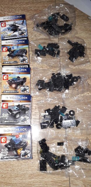 Sét 10 hộp LegoSWAT 10200 xe tàu lắp ráp kết hợp thành trực thăng Swat