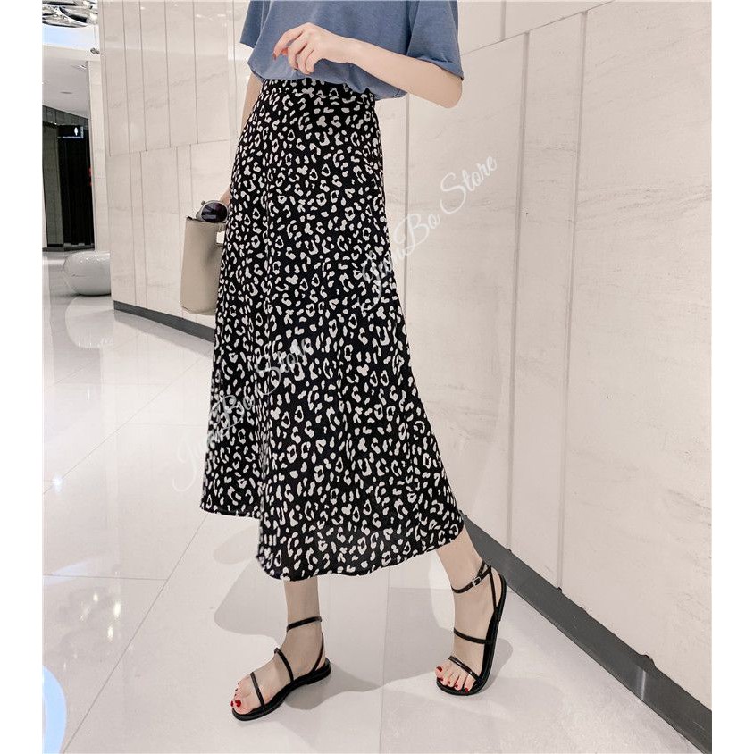 Chân váy midi cạp cao dáng dài chữ A hoạ tiết da báo - JBDP509 | BigBuy360 - bigbuy360.vn