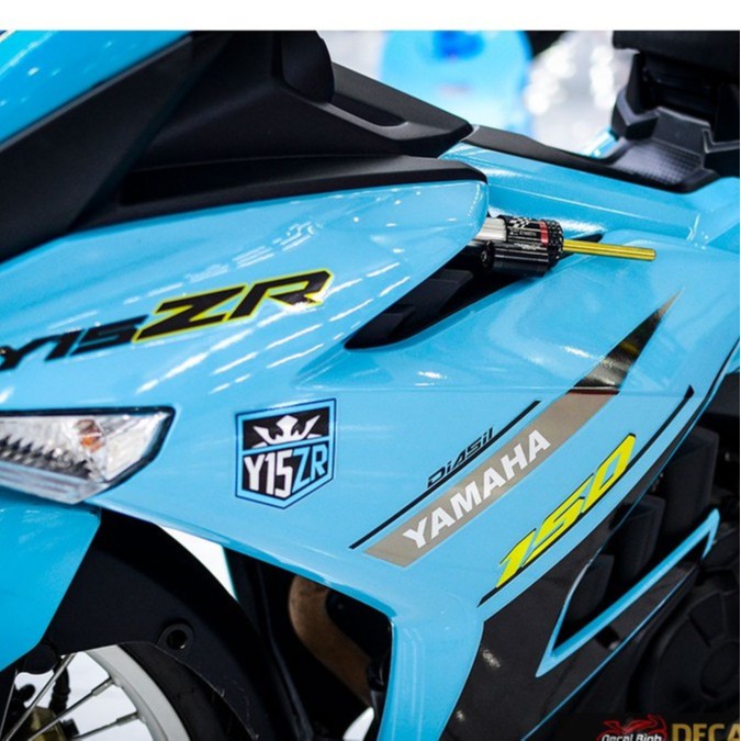 Tem trùm exciter 150 Y15ZR xanh ngọc chất liệu keo in mccal màng bóng