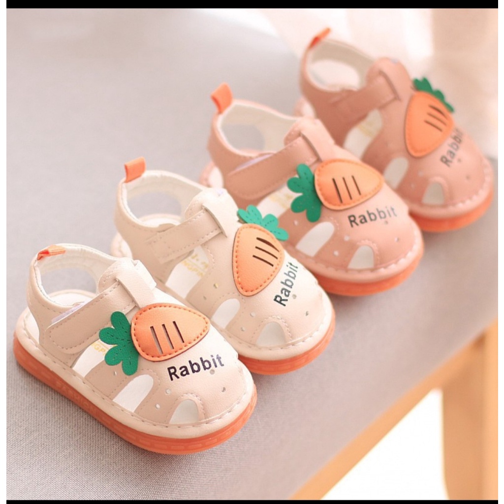 sandal bé gái - dép rọ tập đi cho bé rabist hinh cà rốt  có còi bíp bíp tít tít nhẹ chống trượt A806 ( có ảnh thật)