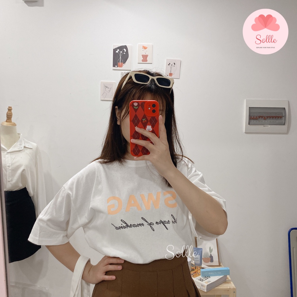 Áo thun nam nữ dáng rộng cotton in hình SWAG áo phông unisex tay lỡ năng động cá tính Sollle