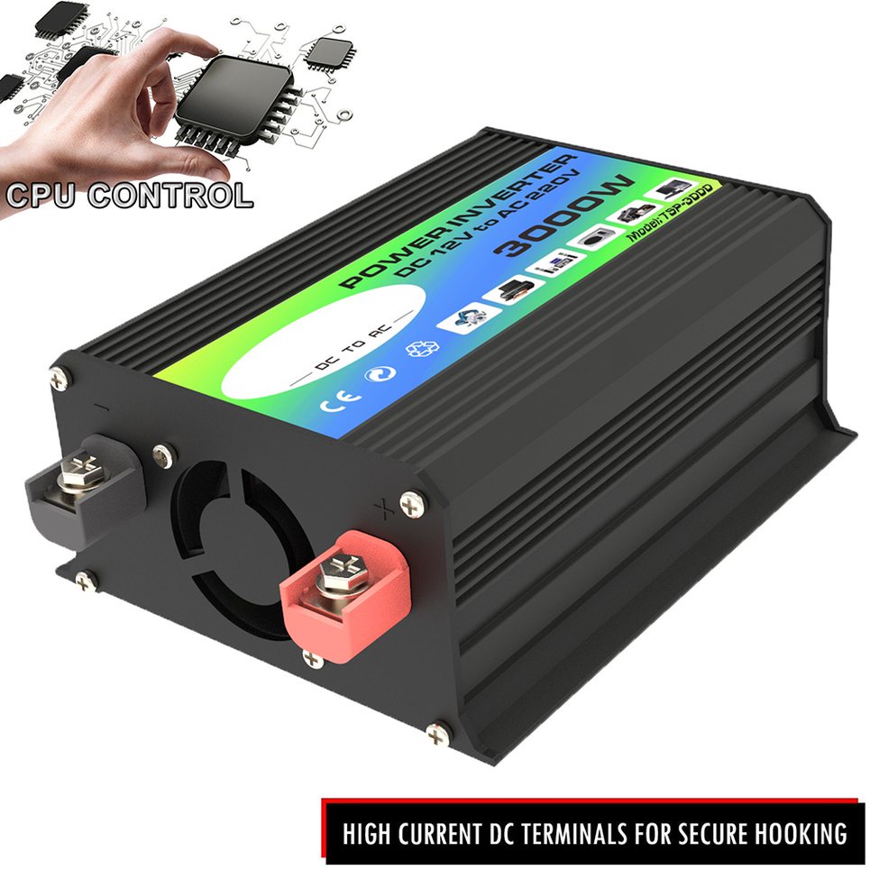 3000W 12V To 220V/110V Dual USB Car Power Inverter Converter Modified Wave