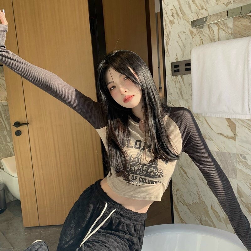 ÁO THUN DÀI TAY THUN GÂN CROPTOP