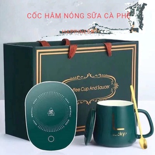 Bộ Cốc Và Đế Hâm Nóng Đồ Uống Thông Minh Lucky.Cốc hâm chưng yến, cháo, sữa ,cà phê