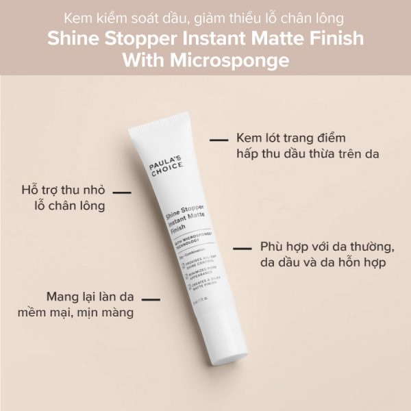 Kem kiềm và kiểm soát dầu thừa trên da Paula's Choice Shine Stopper Instant Matte Finish With Microsponge 30ml