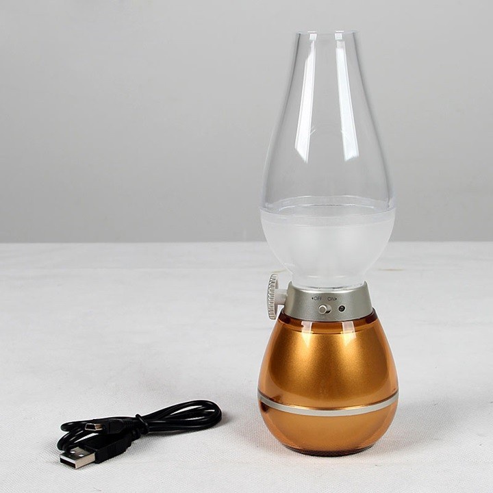 Đèn Dầu Cảm Ứng Điện Tử LED Thổi Tắt - Không Khói, Đèn Để Bàn Thờ Trang Trí Sạc Pin - Tích Điện Siêu Tiện.