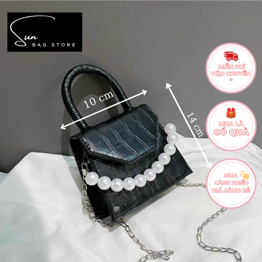 Túi xách Mini nữ đeo chéo, túi đi chơi, đi học, da cao cấp size 10cm SB096