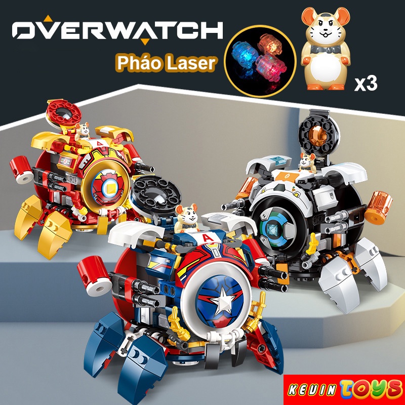 Đồ Chơi Lắp Ráp LEGO Mô Hình Robot Wreaking Ball Hamster 12 in 1 Anh Hùng Iron Man,Captain America Có Đèn Laser 200+PCS