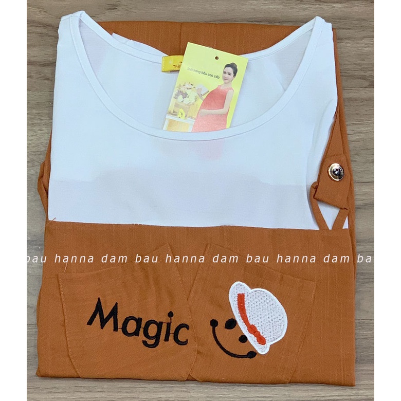 [SIZE 40-70kg] Áo bầu công sở giả yếm dễ thương cho mẹ trẻ vải đũi mềm mát cao cấp không nhăn phù hợp đi làm đi chơi