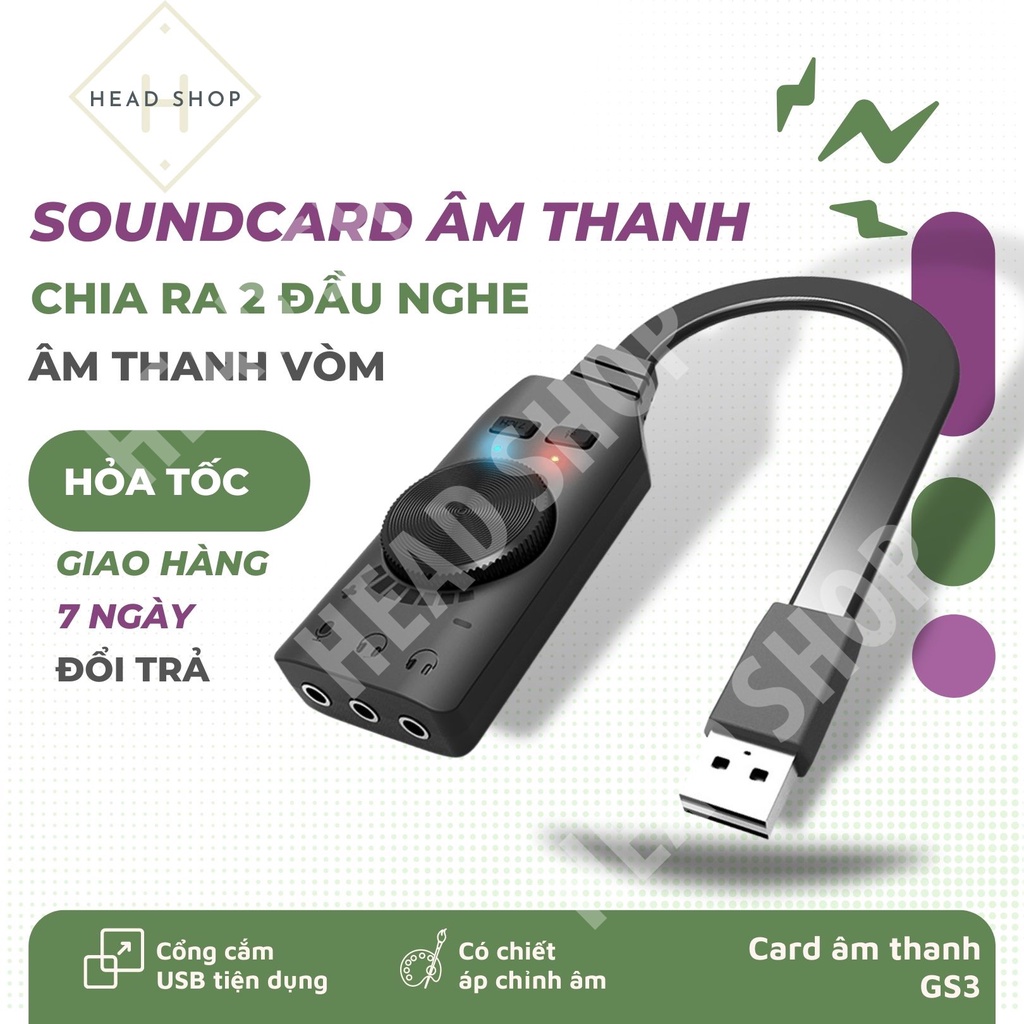 Sound card âm thanh 7.1 cho máy tính PC chuyên game Plextone GS3 HEAD SHOP