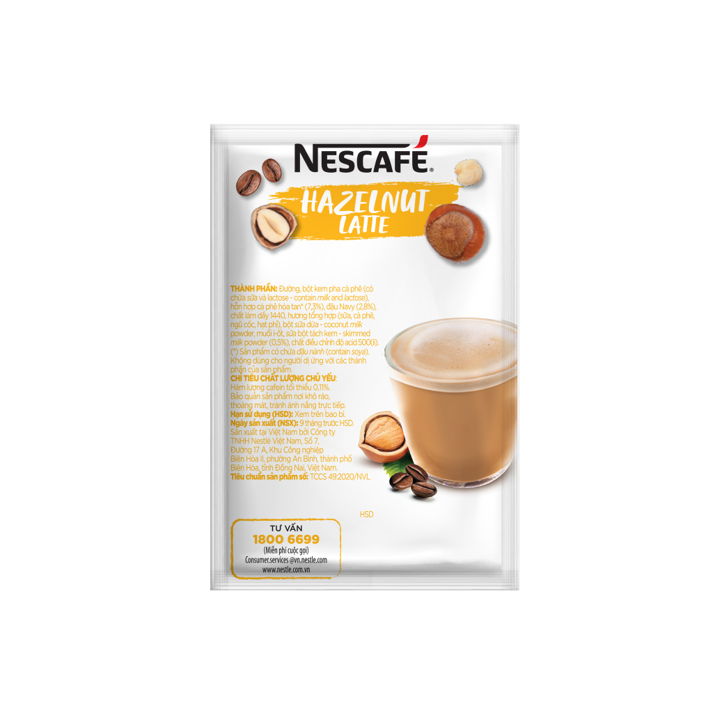 [Gro Gift] Cà phê hòa tan NESCAFÉ Latte Sữa Hạt Vị Hạt Phỉ (Hộp 10 gói x 24g)