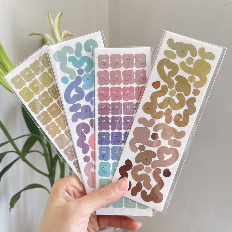 Miếng dán hình gấu ruy băng màu Gradient dùng để tự trang trí