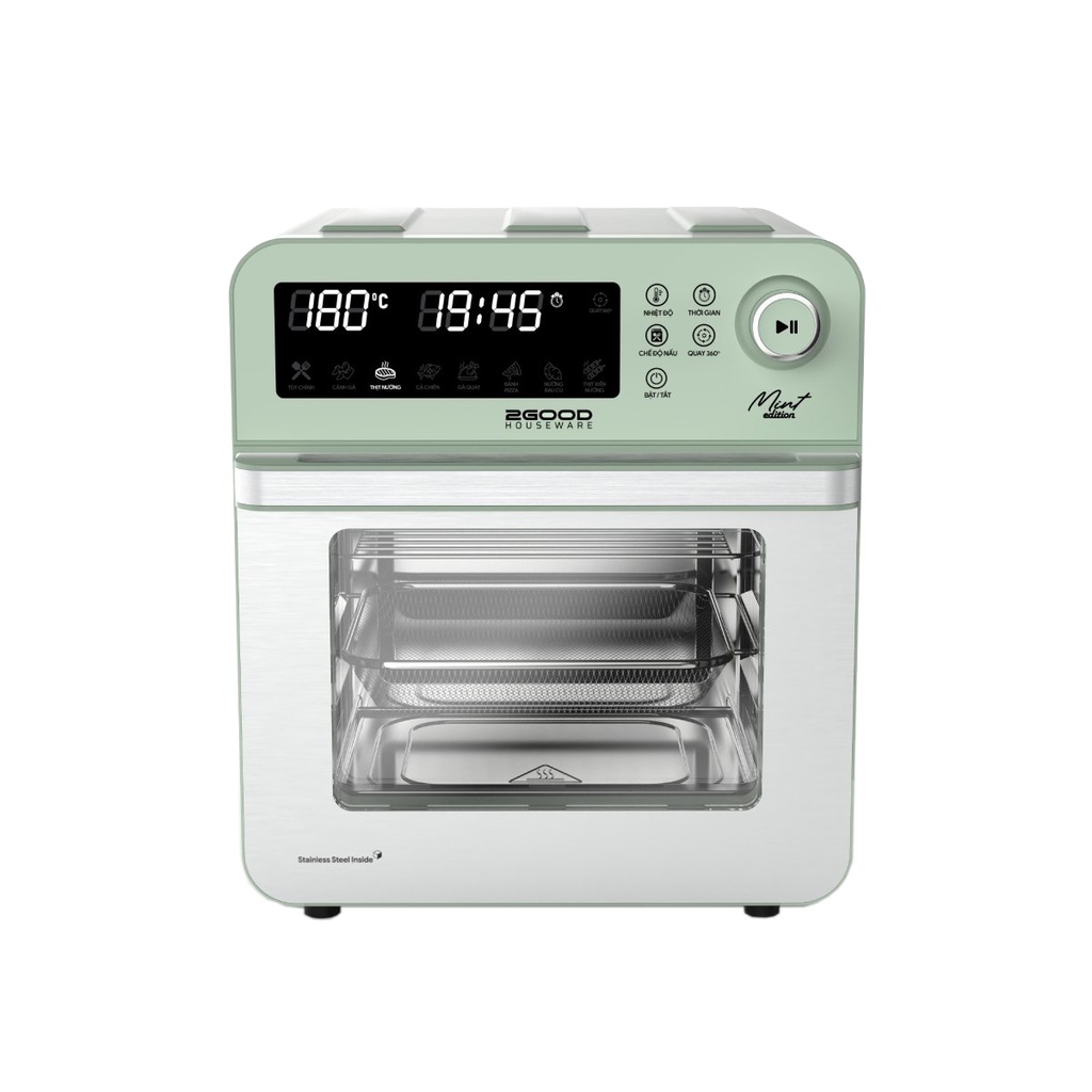 Nồi Chiên Không Dầu 2Good S19 Inox 304 Thương Hiệu Malaysia 14.5 Lít Màn Hình LCD Nút Bấm Cơ Cảm Biến