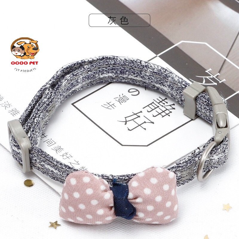Vòng Cổ Chó Mèo Đính Nơ Vải Siêu Dễ Thương