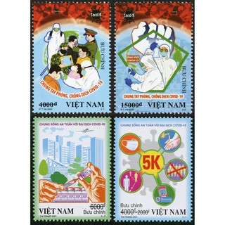 Bộ tem Covid-19, 5K -  Tem bưu chính sưu tầm, Stamp, FDC, Maxicard...