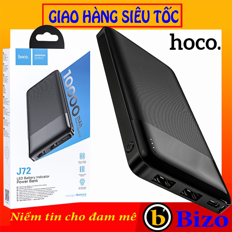 ⚡SIÊU MỎNG GỌN⚡ PIN SẠC DỰ PHÒNG HOCO 10000MAH, CỤC SẠC DỰ PHÒNG, CHO IPHONE-SAMSUNG-XIAOMI-OPPO-VIVO, SẠC DU PHONG J72