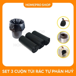 TÚI ĐỰNG RÁC TỰ HUỶ SINH HỌC MÀU ĐEN ( Set 3 cuộn )