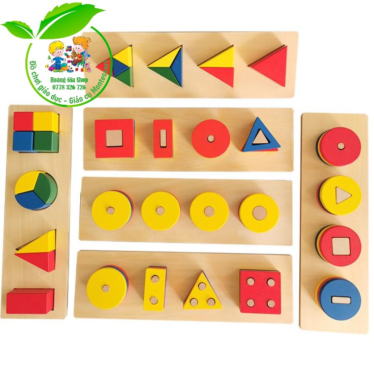 Giáo cụ Montessori 0-3 tuổi - Lắp ghép và thả hình tương ứng