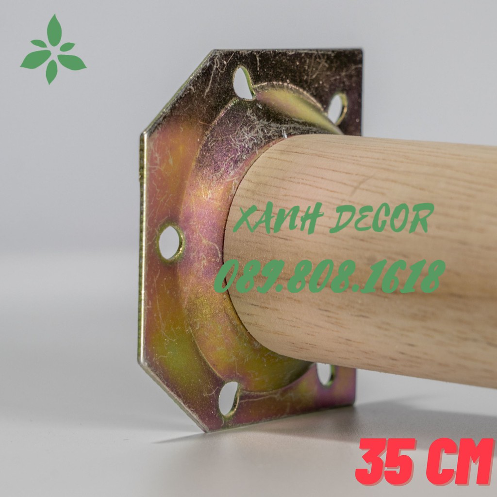 COMBO 3/4 Chân bàn gỗ cao su Xanh Decor 35cm pad thường