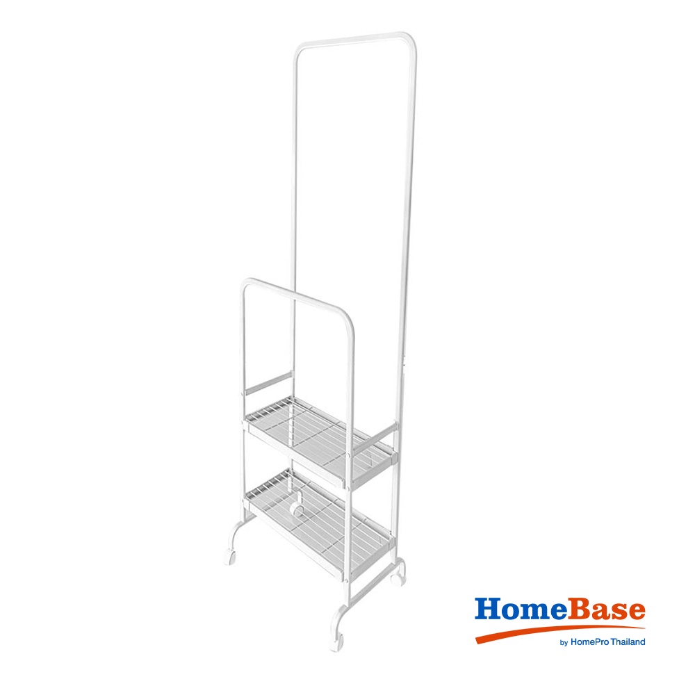 HomeBase PLIM Giá treo quần áo kèm kệ 2 tầng bằng thép Thái Lan W53,5xH175xD24cm màu trắng