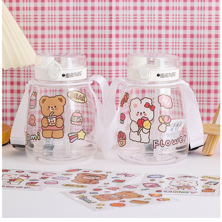 Miếng Dán Hình Trang Trí Cốc Nước Họa Tiết Chú Gấu / Thỏ Dễ Thương