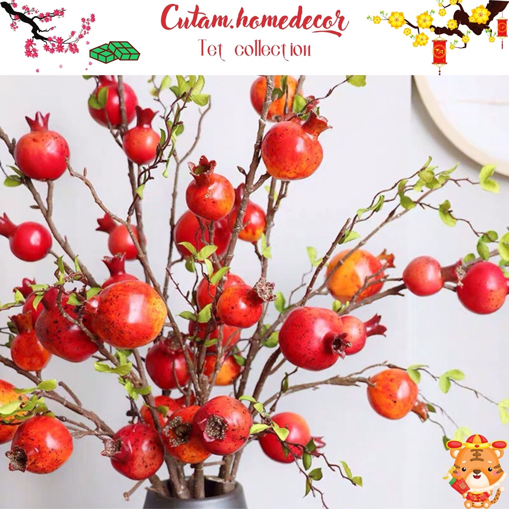 Cành lựu giả, cành lựu trang trí phong thủy thu hút tài lộc - cutam.homedecor