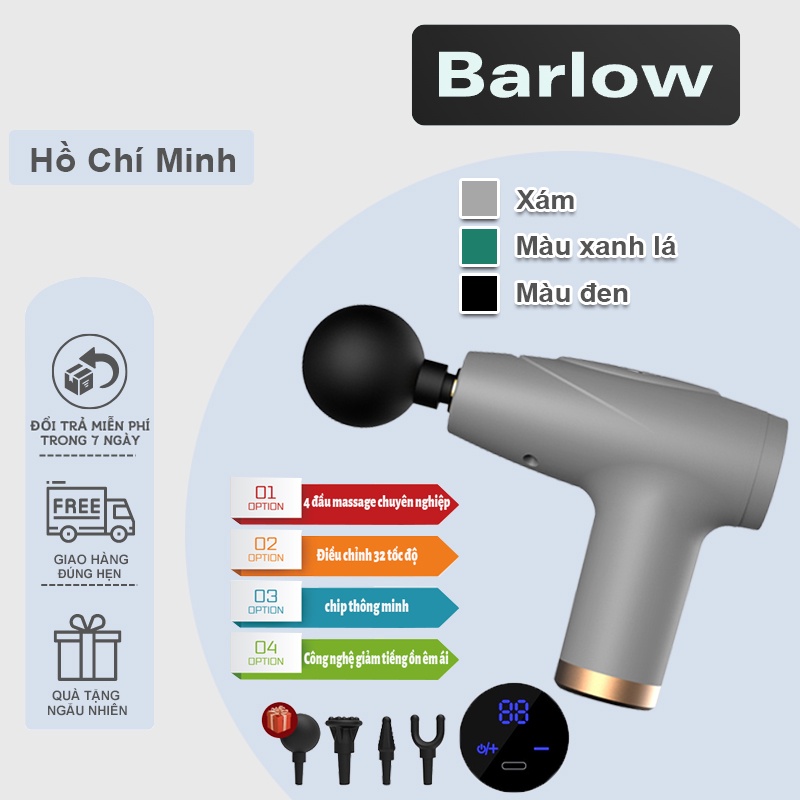Máy massage cầm tay Fascial Gun cao cấp 4 đầu 32 chế độ rung - Súng massage toàn thân giảm căng cơ trị