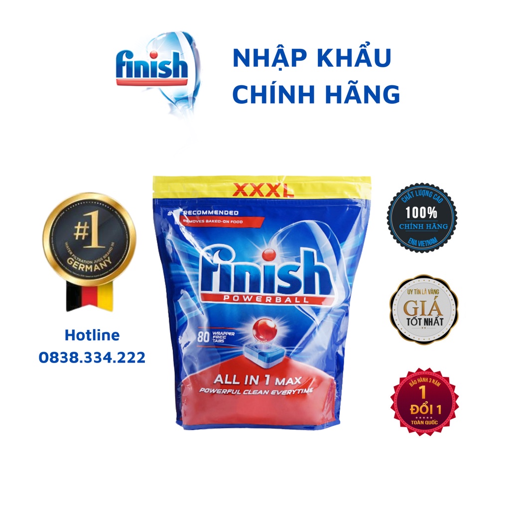 [HCM] Viên rửa bát Finish All In One Max 10 tính năng nhập khẩu chính hãng