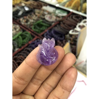 Mặt dây chuyền Hồ Ly phong thủy đá TA. tím