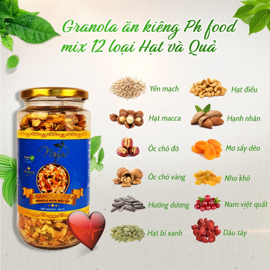 Granola siêu hạt PH FOOD Ngũ cốc granola ăn kiêng giúp thân hình khỏe đẹp, thon gọn và săn chắc