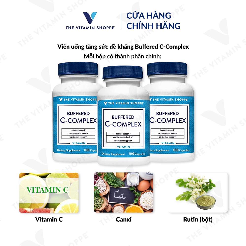 Viên uống tăng sức đề kháng THE VITAMIN SHOPPE Buffered C-Complex 100/300 viên