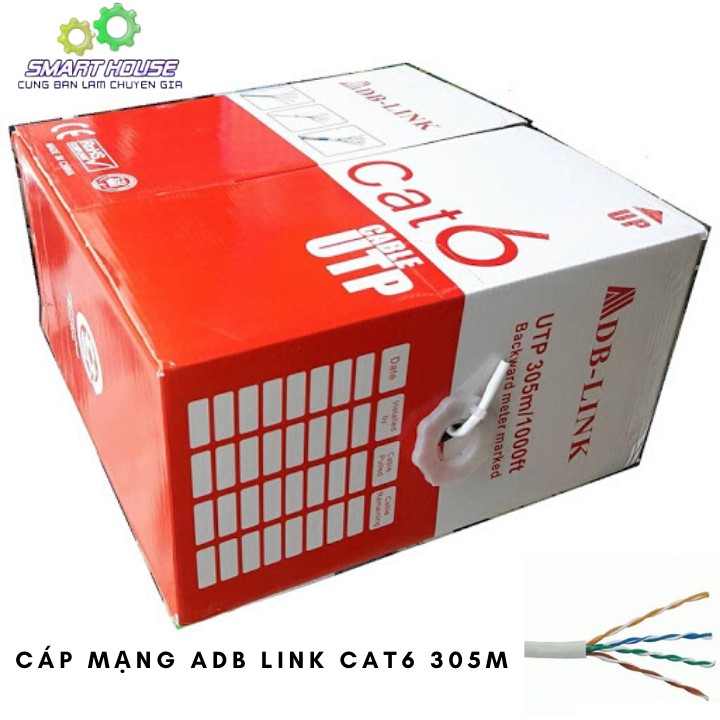 Dây Cáp Mạng ADB Link Cat6 UTP Màu Trắng /cáp mạng lan dây to loại tốt cuộn 305M