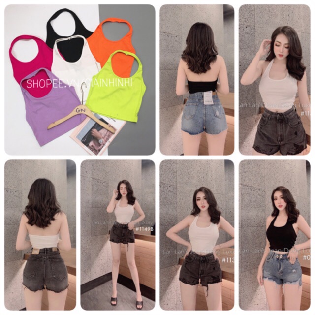 Áo yếm quàng cổ croptop cực xinh, Áo thun kiểu dáng ôm sexxy CS0018 NhiNhi Shop | BigBuy360 - bigbuy360.vn