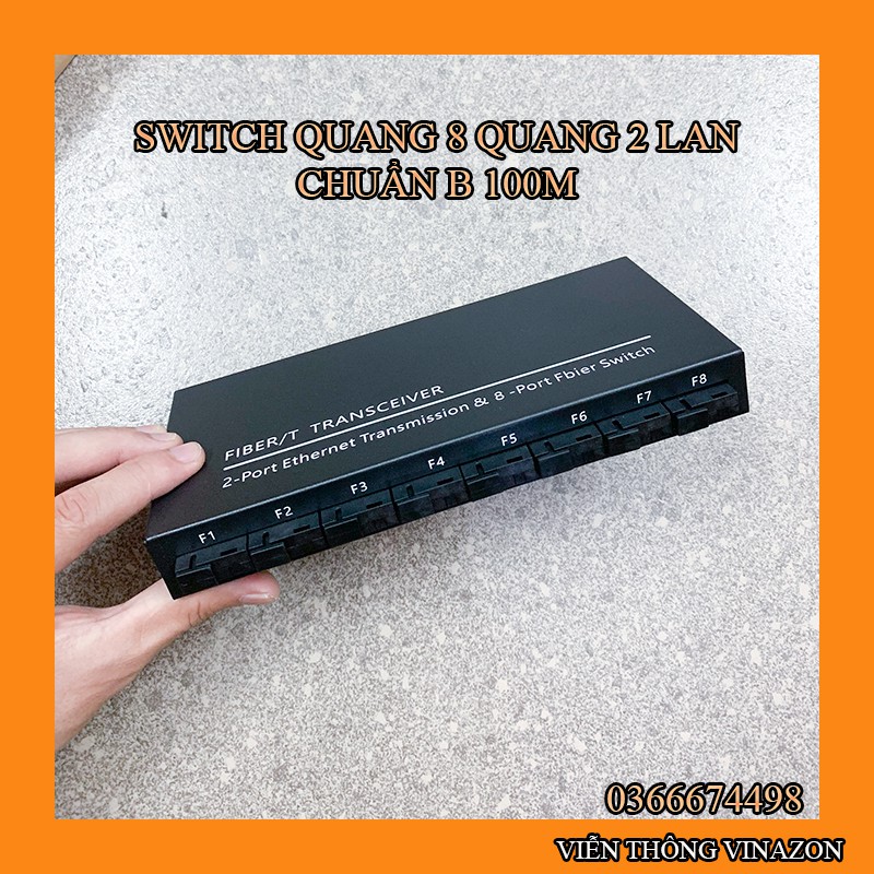 Converter quang 8 quang 2 lan chuẩn B quang 100M lan 1000M