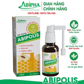 Xịt Họng Chiết Xuất Keo Ong ABIPOLIS 15ML - Kháng Khuẩn, Giảm Ho, Không Lo Viêm Họng, Nhiệt Miệng